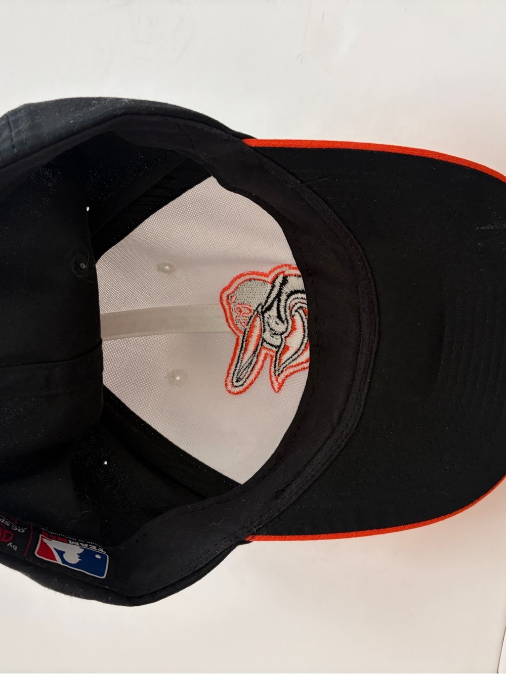 Baltimore Orioles Cartoon Bird Logo Snapback Cap Black Orange White Colorblock - Picture 3 of 4